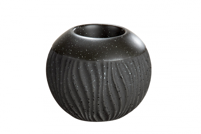 Suport lumanare Sombre, ceramica, negru, 11x9x11 cm