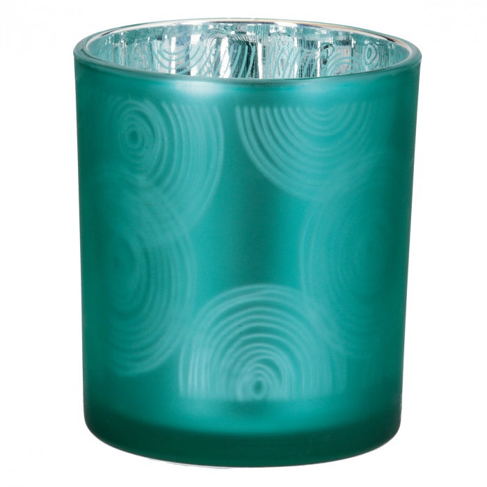 Suport lumanare, Spiral, Sticla, verde, alb, PU 12, 2 buc. asortate, H. 10 cm, D. 9 cm [3]