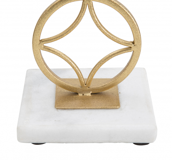 Suport lumanare Star, Fier/Marmura, Auriu/Alb, 32x10x10 cm [4]