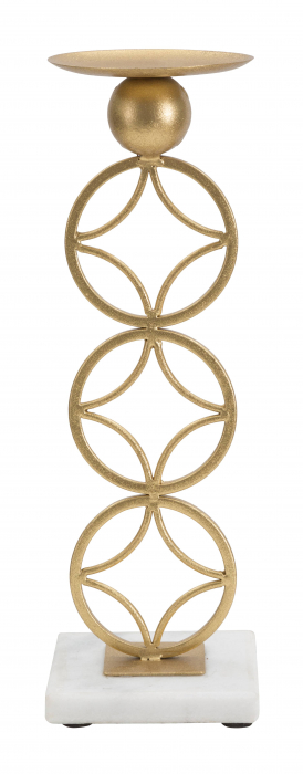 Suport lumanare Star, Fier/Marmura, Auriu/Alb, 32x10x10 cm [6]