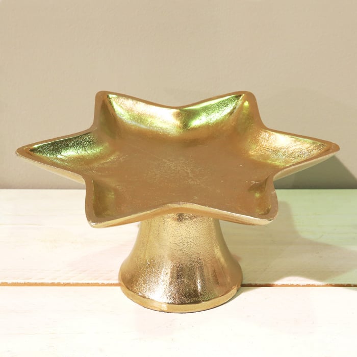 Suport lumanare Stern, aluminiu, auriu, 25x12x25 cm