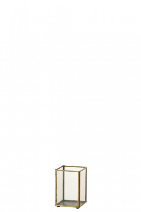 Suport lumanare, Sticla, Bronz, 10x10x15 cm [2]