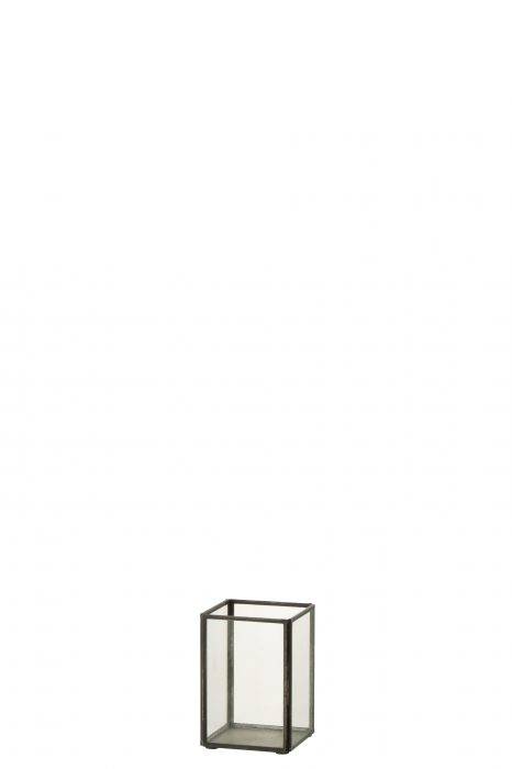 Suport lumanare, Sticla, Negru, 10x10x15 cm [2]