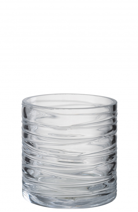 Suport lumanare Stripes, Sticla, Transparent, 12.5x12.5x12.5 cm