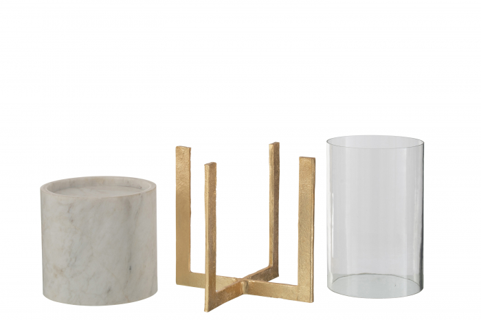 Suport lumanare Tealight, Sticla, Champagne, 23.5x23.5x42 cm [3]