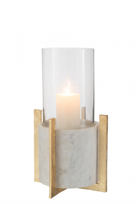 Suport lumanare Tealight, Sticla, Champagne, 23.5x23.5x42 cm [2]