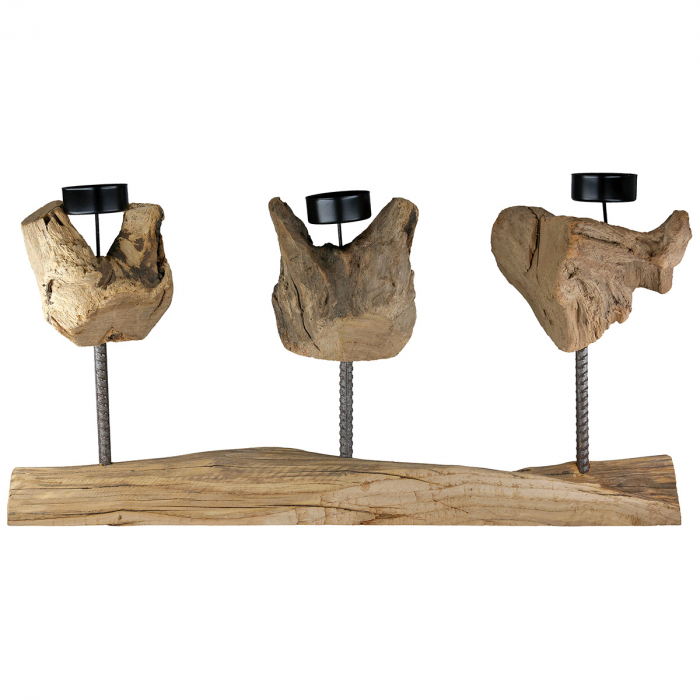 Suport lumânare tip pastilă, Metal, culori naturale, PU 3, L. 7 cm, L. 43 cm, H 20 cm [3]