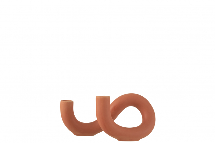 Suport lumanare Torsion, Ceramica, Portocaliu, 25x14x11.5 cm [2]