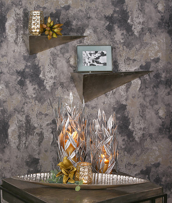 Suport lumanare Twigs metalic, argintiu, 50x13 cm        [6]