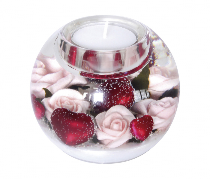 Suport lumanare Valentina, sticla, multicolor, 6x8 cm [2]