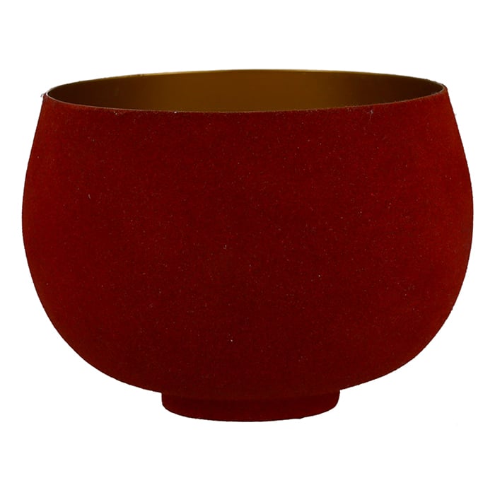 Suport lumanare Velour, fier, rosu auriu, 13x16 cm