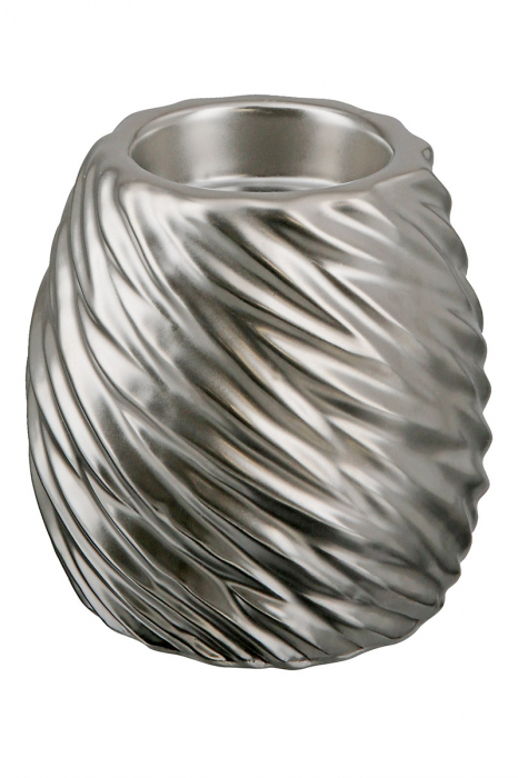 Suport lumanare Wave, Ceramica, Argintiu, 10x10x10 cm