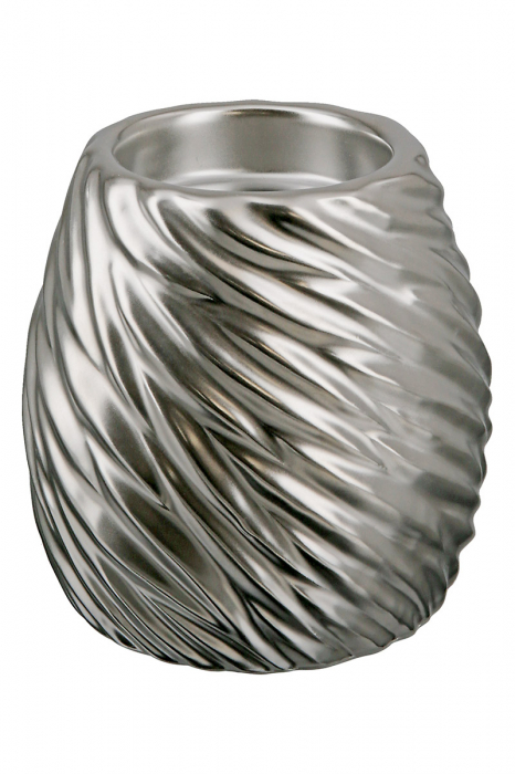 Suport lumanare Wave, Ceramica, Argintiu, 12x12x12 cm