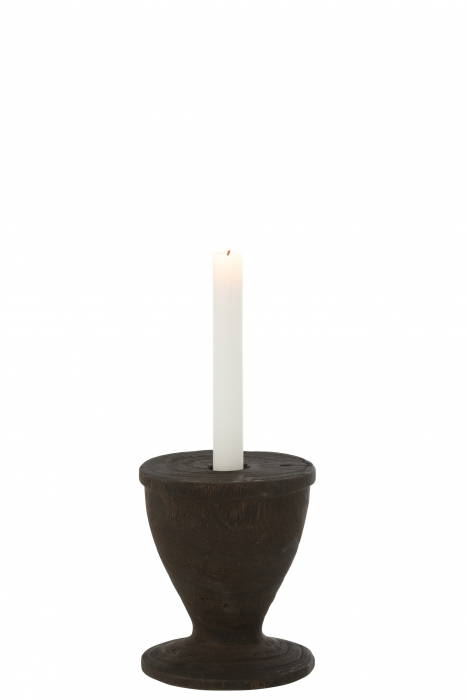 Suport lumanare Wood, Lemn, Negru, 12x12x15 cm [2]