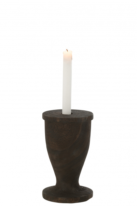 Suport lumanare Wood, Lemn, Negru, 12x12x20.5 cm [2]