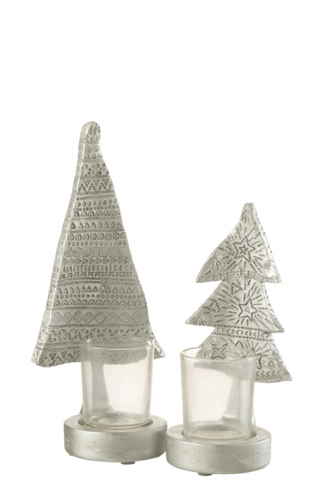 Suport lumanare Xmas Tree, Rasina, Argintiu, 10x8.5x23 cm [4]