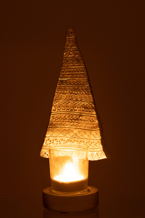 Suport lumanare Xmas Tree, Rasina, Argintiu, 10x8.5x23 cm [3]