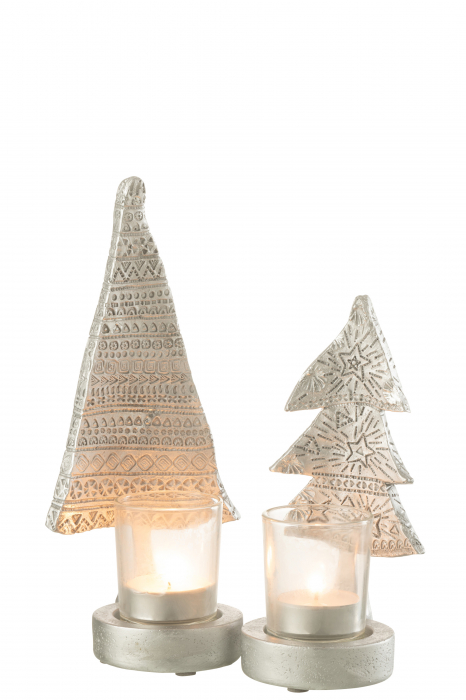 Suport lumanare Xmas Tree, Rasina, Argintiu, 10x8.5x23 cm [5]
