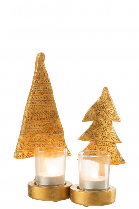 Suport lumanare Xmas Tree, Rasina, Auriu, 10x8.5x23 cm [5]