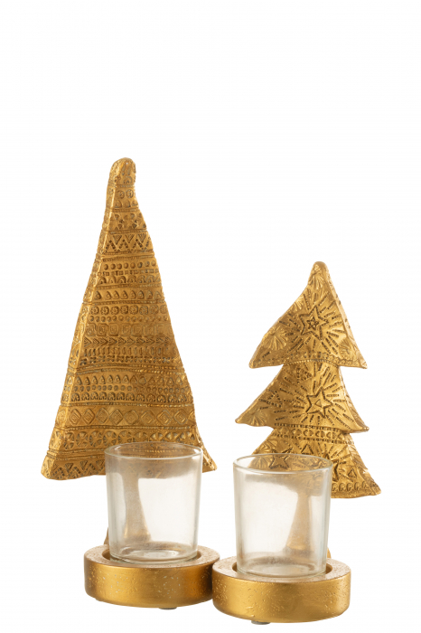 Suport lumanare Xmas Tree, Rasina, Auriu, 10x8.5x23 cm [4]