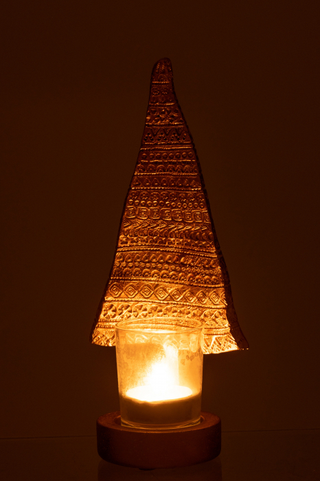 Suport lumanare Xmas Tree, Rasina, Auriu, 10x8.5x23 cm [3]
