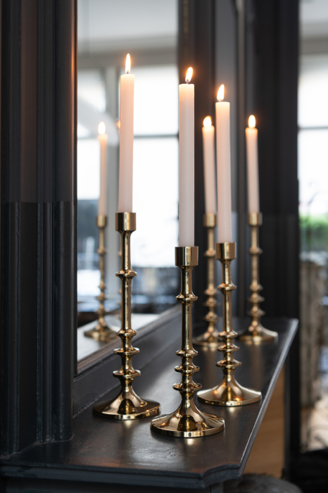 Suport lumanari, Aluminiu, Auriu, 13x13x33 cm [3]