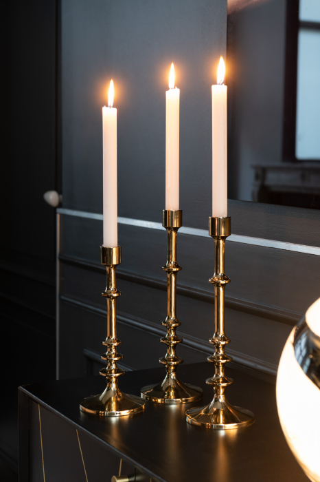 Suport lumanari, Aluminiu, Auriu, 13x13x33 cm [1]