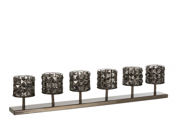 Suport lumanari, Aluminiu, Gri, 61x12.5x7.5 cm