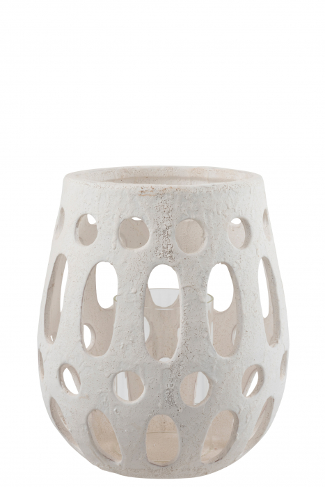 Suport lumanari, Ceramica, Alb, 23x23x28 cm