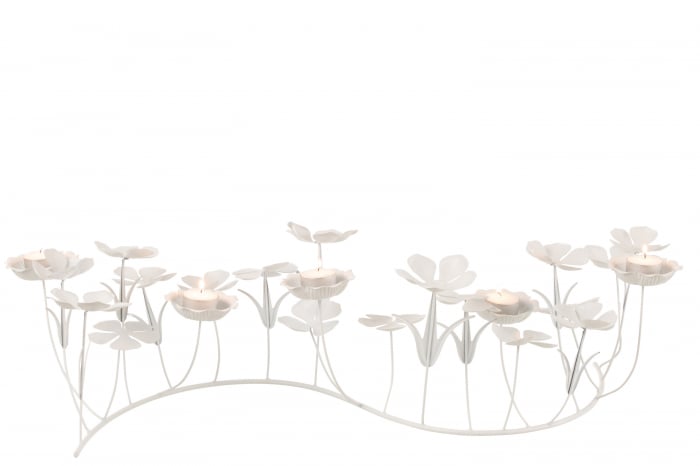 Suport lumanari Flowers, Metal/Fier, Alb, 79x32.5x20 cm [2]