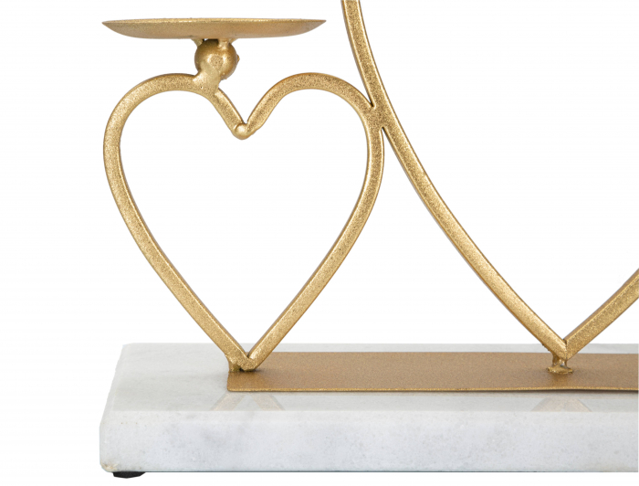 Suport lumanari Hearts, Fier/Marmura, Auriu, 20x30x9 cm [3]