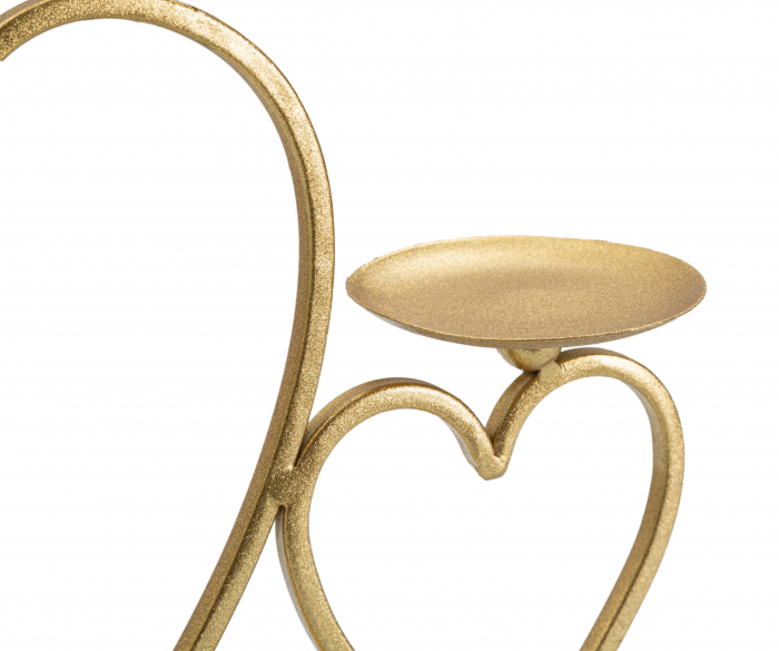 Suport lumanari Hearts, Fier/Marmura, Auriu, 20x30x9 cm [4]