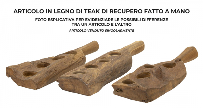 Suport lumanari lung din tec reciclat 51x14x6 cm (piesa unica) [7]
