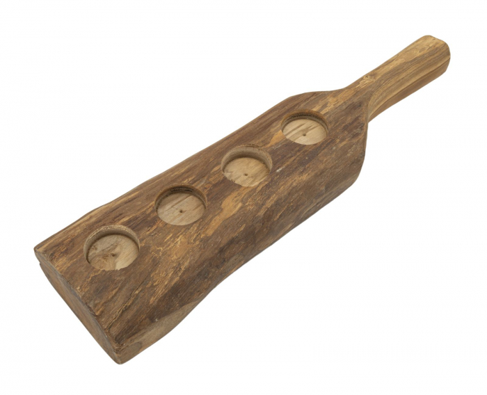 Suport lumanari lung din tec reciclat 51x14x6 cm (piesa unica) [3]
