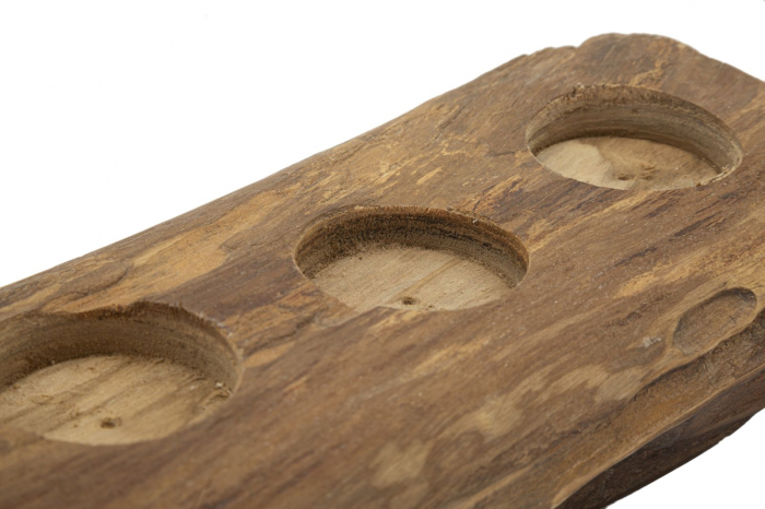 Suport lumanari lung din tec reciclat 51x14x6 cm (piesa unica) [5]