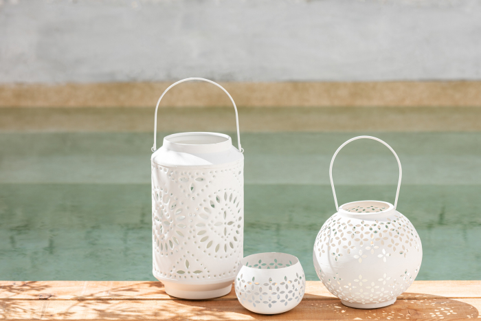 Suport lumanari, Metal , Alb , 13x13x9.5 [5]