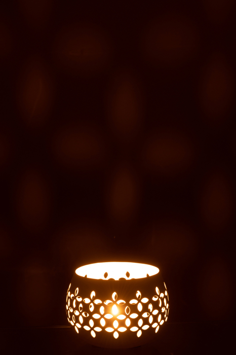 Suport lumanari, Metal , Alb , 13x13x9.5 [4]