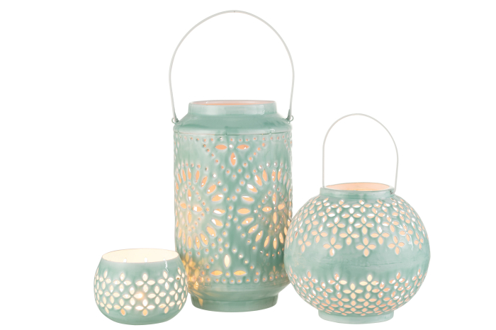 Suport lumanari, Metal , Albastru, 18x18x43 [5]