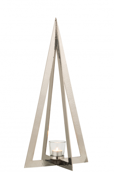 Suport lumanari, Metal, Argintiu, 19x19x58 cm [2]