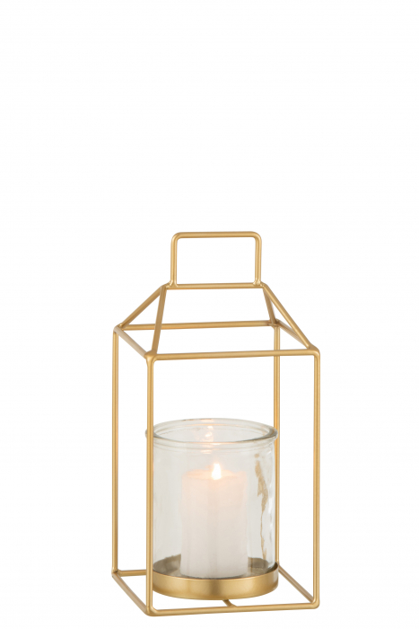 Suport lumanari, Metal, Auriu, 13x13x28 cm [2]