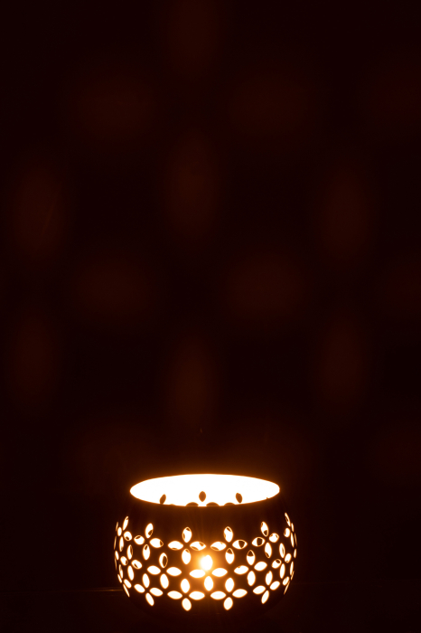 Suport lumanari, Metal , Galben, 12.5x12.5x10 [4]