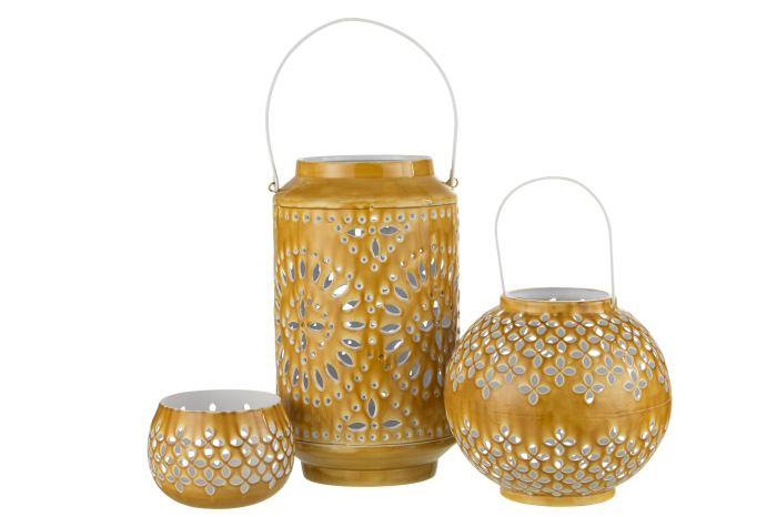 Suport lumanari, Metal , Galben, 18x18x45 [4]