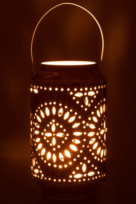 Suport lumanari, Metal , Galben, 18x18x45 [3]
