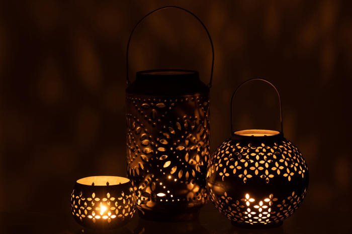 Suport lumanari, Metal , Negru, 18x18x45 [6]