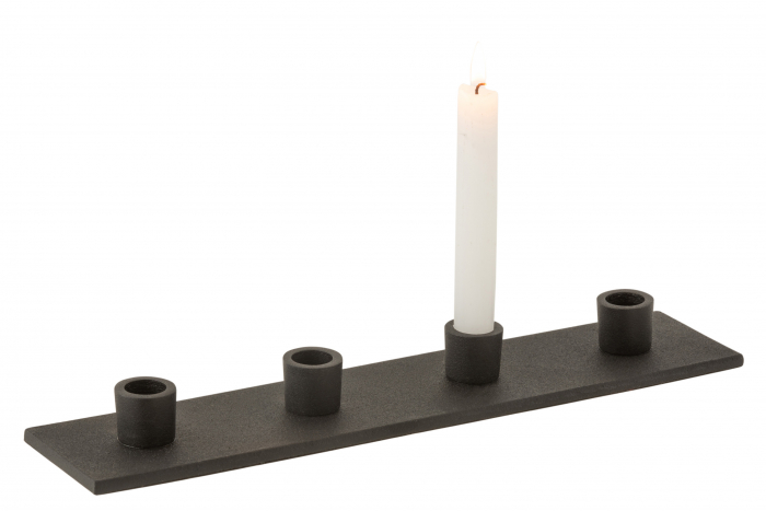 Suport lumanari, Metal, Negru, 40.5x9x3 cm [2]