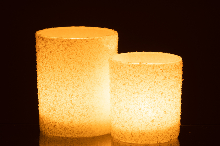 Suport lumanari, Sticla, Alb, 10x10x12 [6]