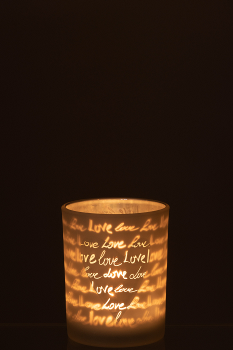 Suport lumanari, Sticla, Alb, 10x10x12.5 [3]