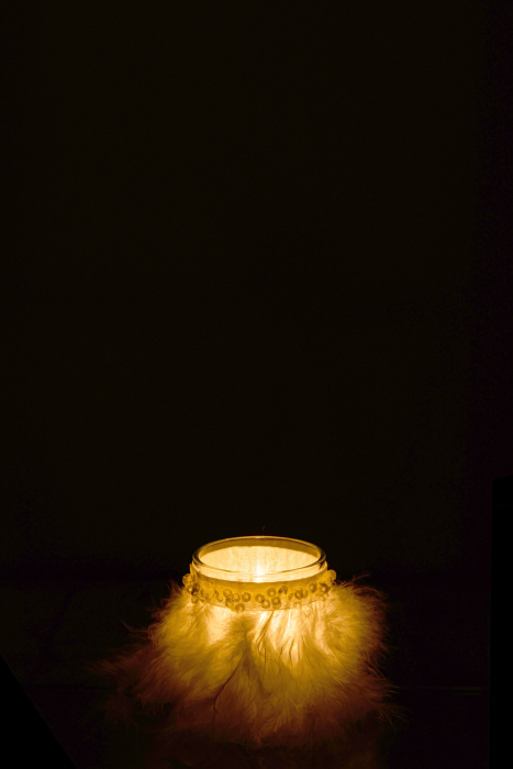 Suport lumanari, Sticla, Alb, 6x6x7.5 [3]