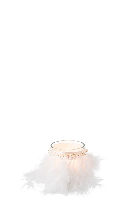 Suport lumanari, Sticla, Alb, 6x6x7.5 [2]