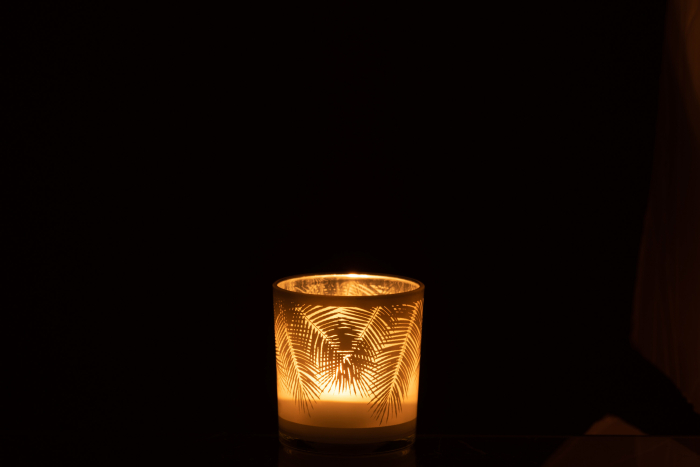 Suport lumanari, Sticla, Alb, 7x7x8 [3]